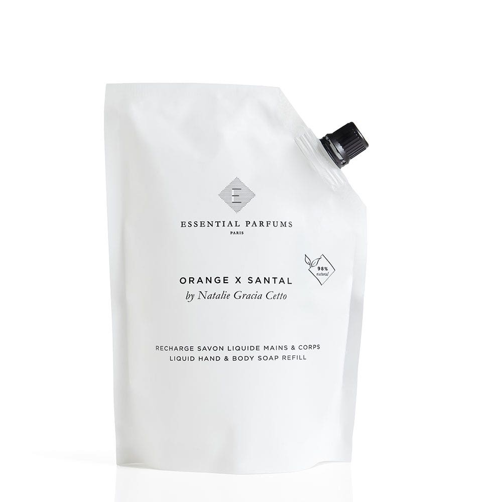 Image of Essential Parfums - Orange x Santal Sapone Mani & Corpo 500 ml Refill - Sapone Corpo Detergente