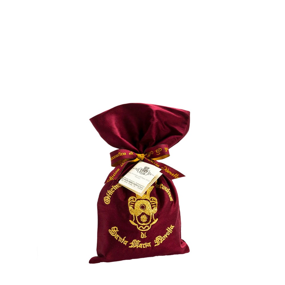 Image of Santa Maria Novella - Pot Pourri Borsa in Seta Ricamata Bordeaux - Accessorio Aromatico